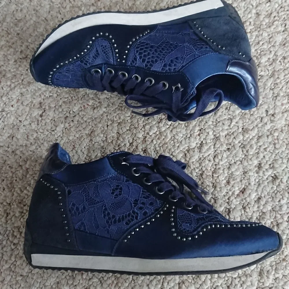 ASH blush Navy Blue Lace Sneakers size 37